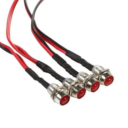 8 mm röda diodlampor för infällning i panel. 4-pack. Signallampa Röd
