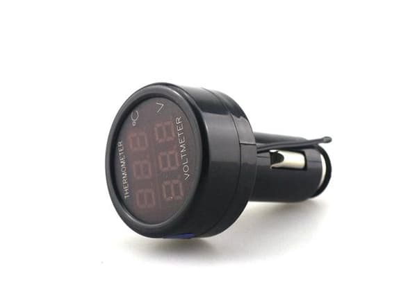 Voltmätare + Temp 4-30v DC bil båt husbil husvagn Svart