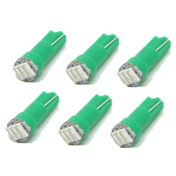 T5 grön 6-pack Led med 4014SMD chip W2x4.6d W2.1.x4.9d W1.2W W2.3W Green Gröna 6-pack