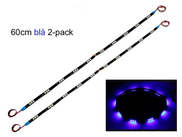 Led slinga 2-pack blå 60cm med 30st chip 5050SMD ledstripe