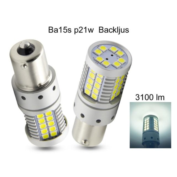 Ba15s Canbus p21w 1156 Led 3100 Lumen backljus 2-pack Metall utseende