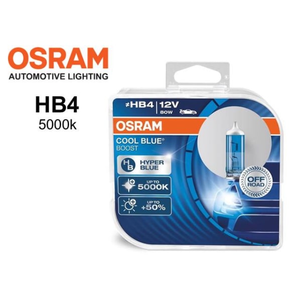 Osram HB4 COOL BLUE BOOST 5000k halogen lampor 12v DC 9006 Metall utseende
