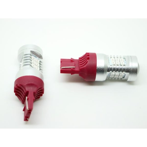 T20 7440 w21w Röd Led med 21st 2835smd ledchip 2-pack w3x16d Silvergrå