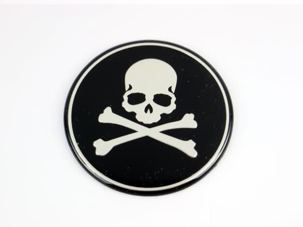 Dödskalle emblem till centrumkåpor, hjulnavsskydd, fälg, 4-pack, styling.