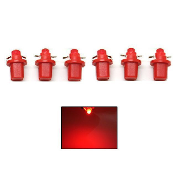 B8,5D Röda Ledlampor med 1st COB ledchip 6-pack instrumentlampa 12v Röd