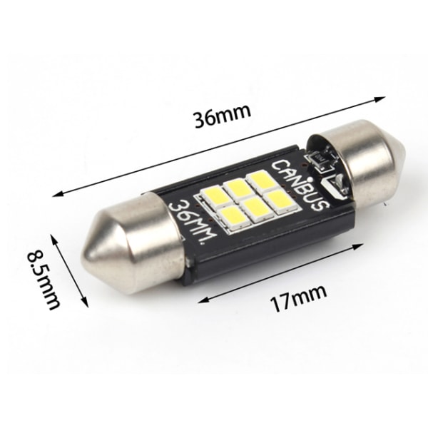 Canbus C5W 36mm spollampa Led m 6st 3020SMD 6000K 36 mm 2-pack