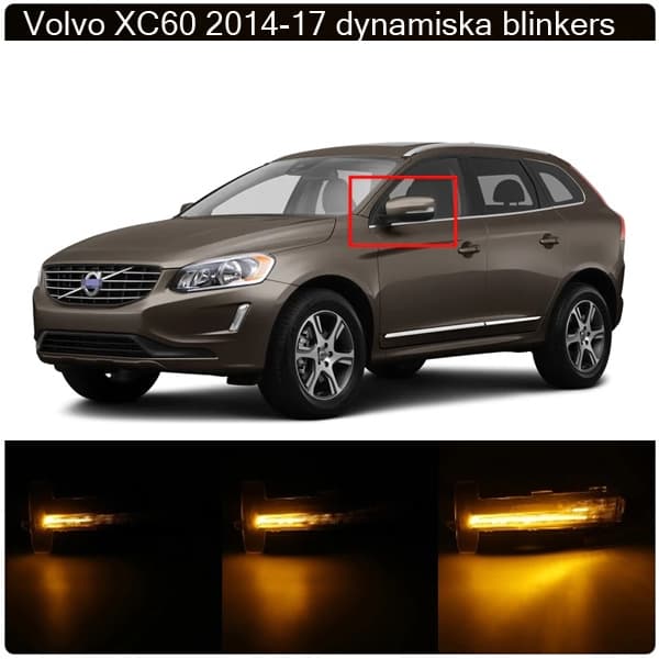 LED dynamiska blinkers sidospegel Volvo XC60 2014 2015 2016 2017 Smoke Svart