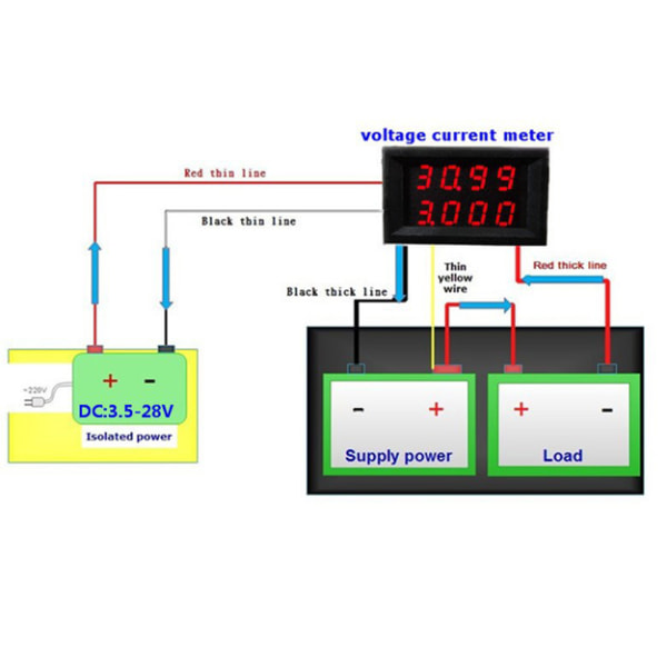 4 in 1 Volt + Amp + Temp + Watt 0-33V + 0-10A DC Digital lcd