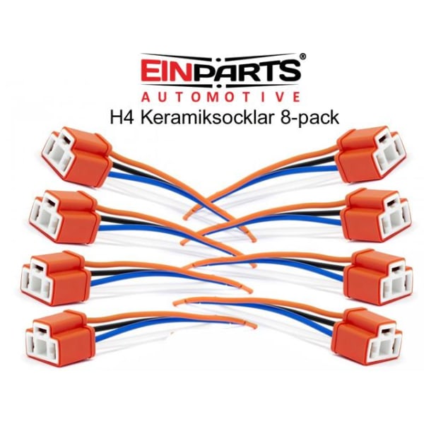 EINPARTS H4  led / halogen hon keramik kontakter socklar 8-pack multifärg