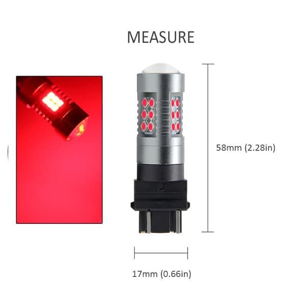 3157 Röd p27/7w Led med 24st 3030smd 2-pack bak bromsljus Silvergrå