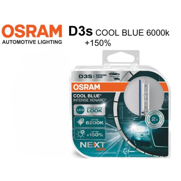 Osram D3S 35W 6000k Duo-box +150% COOL BLUE INTENCE xenon lampor Metall utseende
