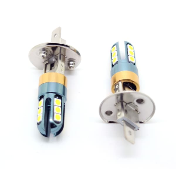 H1 Dimljus 600 lumen LED GUL P14.5s, 2-pack Silvergrå