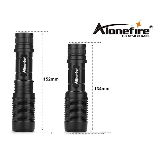 Led ficklampa 1x XM-L T6 led 1000 Lumen Zoom Svart