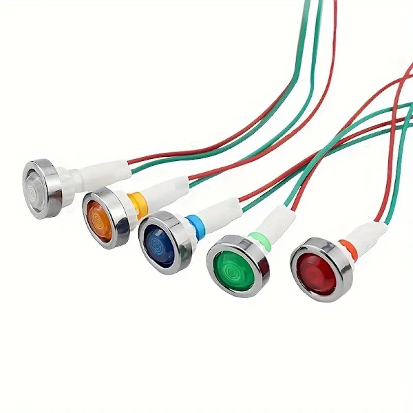10mm 5 olika diodlampor för infällning panel varningslampor indikatorlampor 12v multifärg