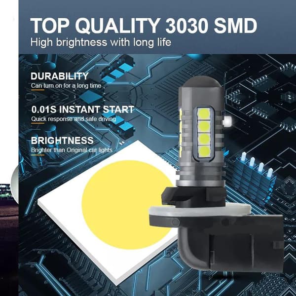 881 H27 Dimljus 500 lumen LED 6000K med 18 st 3030 SMD-chip, 2-pack Silvergrå