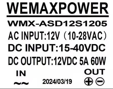 Likriktare - converter 12-24V AC blir 12V DC 5A 60W max
