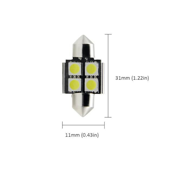 Spollampa 31mm blå canbus Led 5050SMD 4-pack C5W SV8.5 Blå