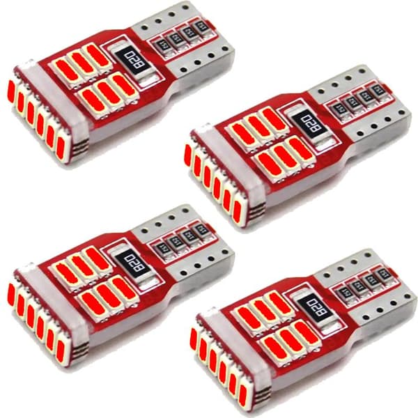 T10 w5w Canbus, Röda, 4-pack, LED-lampor med 18 st. 4014smd chip. Röd