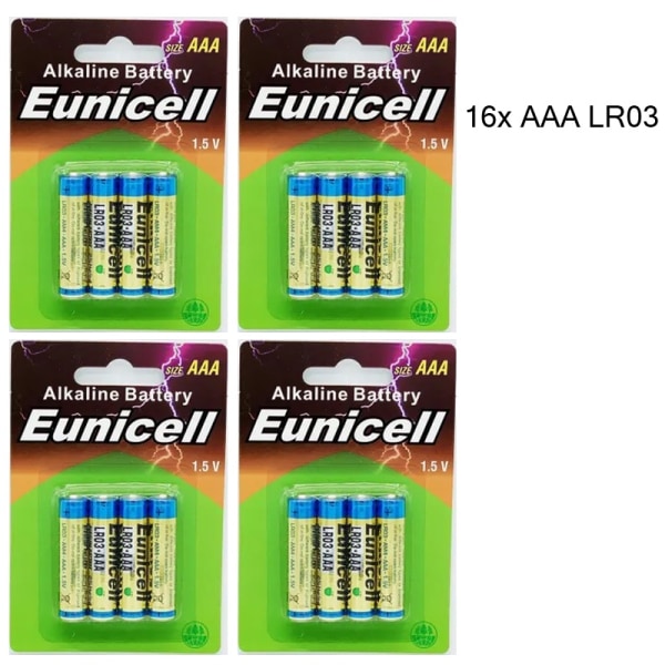 AAA LR03 1,5 volt DC 16-pack Alkaliska batterier aaa