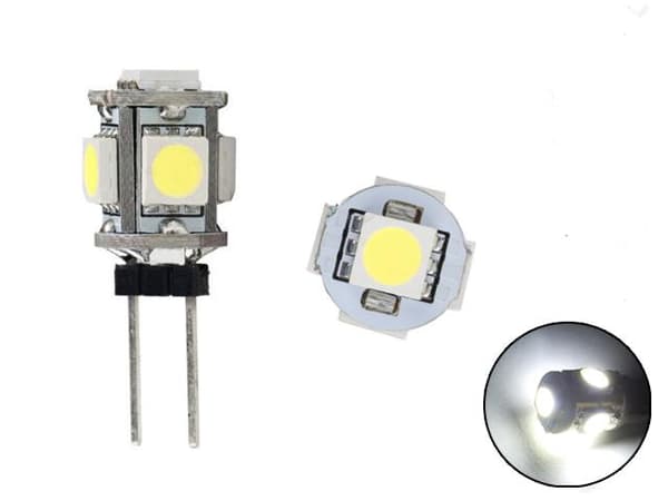 G4 Kallvit 6000K  LED-lampa till husvagn, bil, husbil, båt, G-4, 2-pack 6000k (vit) 2-pack