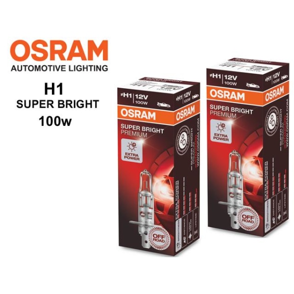 Osram H1 SUPER BRIGHT halogen premium lampor 12v DC P14.5s Metall utseende