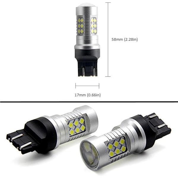 T20 7443 W21/5w Led 6000k 2-pack w3x16q w316q Vit