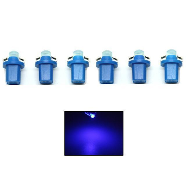 B8,5D Blåa Ledlampor med 1st COB ledchip 6-pack instrumentlampa Blå