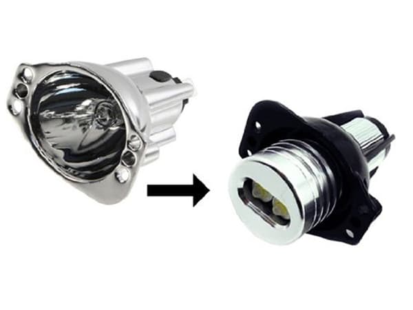 Angel Eyes LED lampor för BMW E90 E91 med original Xenon Silvergrå