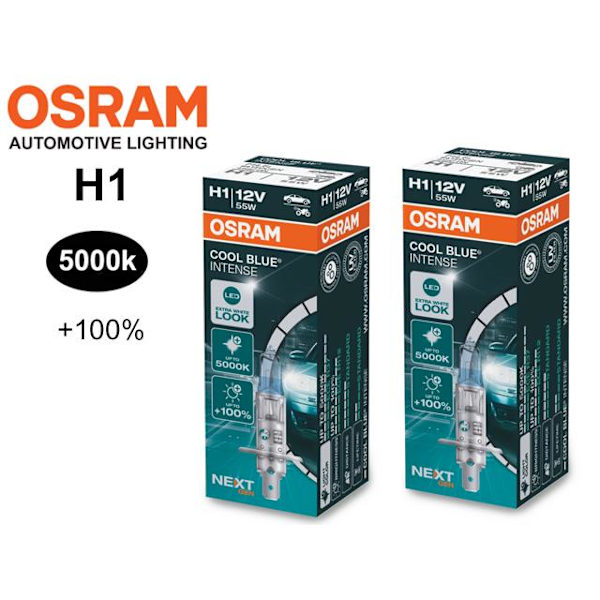 Osram H1 +100% COOL BLUE 5000k halogen lampor 12v DC P14.5s Metall utseende
