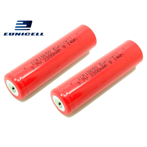 ICR 18650 2200mAh laddningsbart batteri bra kapacitet 2-pack Röd