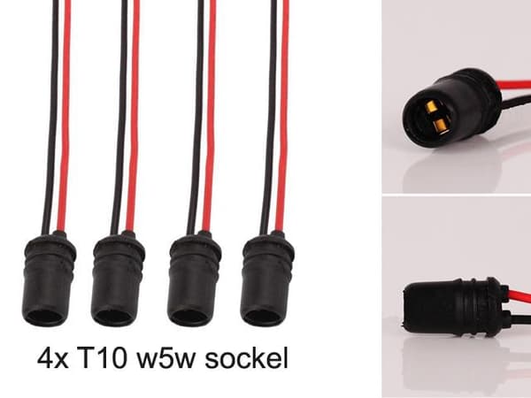 T10 W5W LED / halogen kontakt / sockel, 4-pack mjuka Svart