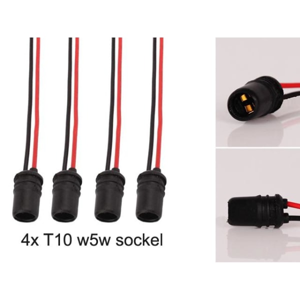 T10 w5w led / halogen kontakter / sockel fattning 4-pack mjuka Svart
