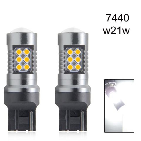 T20 w21w 6000k 2-pack Ledlampor chip 7440 w3x16d Silvergrå