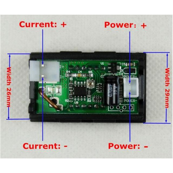 Amperemätare 10A DC med Digital grön display amp Grön
