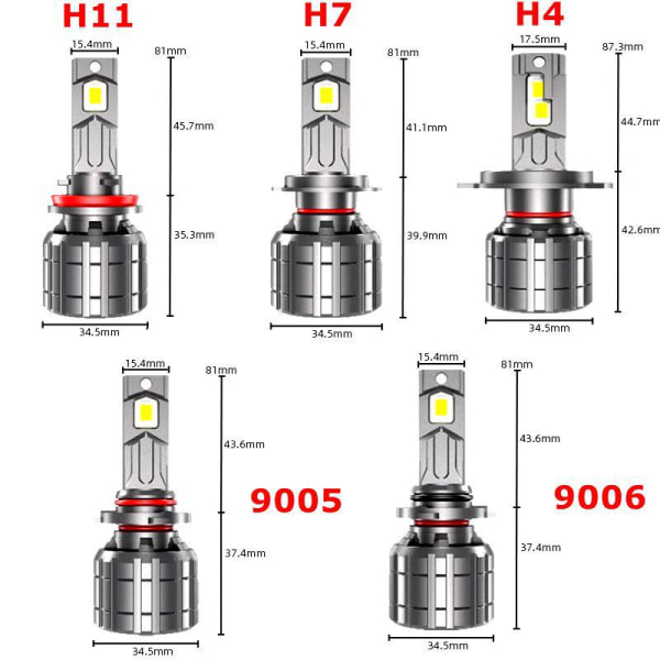 H9 H11 led kit F8 7000 lumen 80w 6000k Canbus  2-pack multifärg