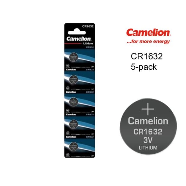 CR1632 5-pack Lithium batterier Camelion CR 1632 3V batteri Silver