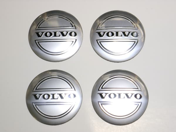 Volvo silver emblem till centrumkåpor, hjulnavsskydd, fälg, 4-pack, styling
