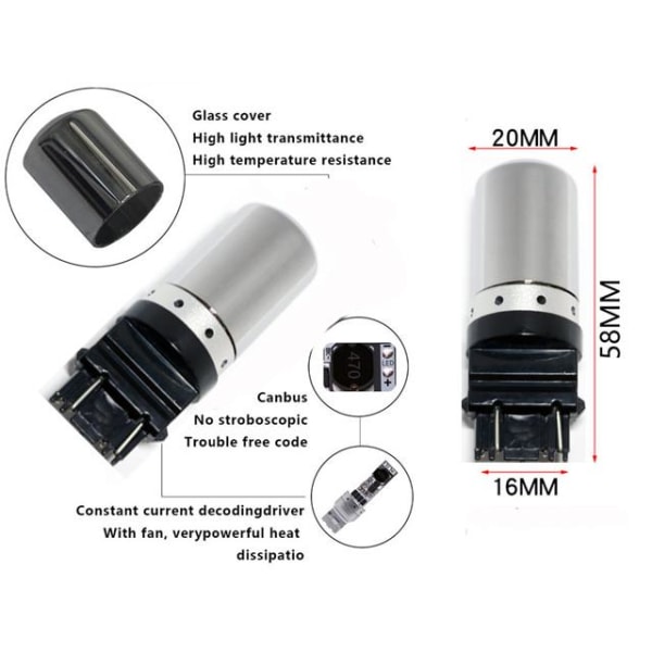 T25 3157 blinkers Canbus led lampor 12v  py27/7w p27/7w diadem Silvergrå