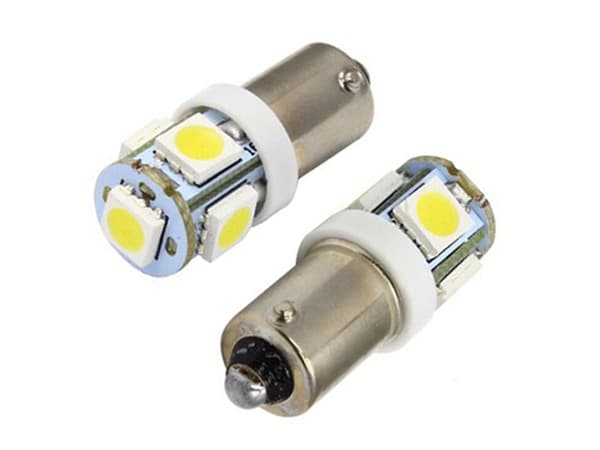 BA9S Led med 5st SMD5050 chip 2-pack T4W styling SilverGrey 6000k (vit)  2-pack