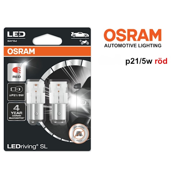 Osram röd p21/5w bay15d 1157 led lampor 12v premium led Röd