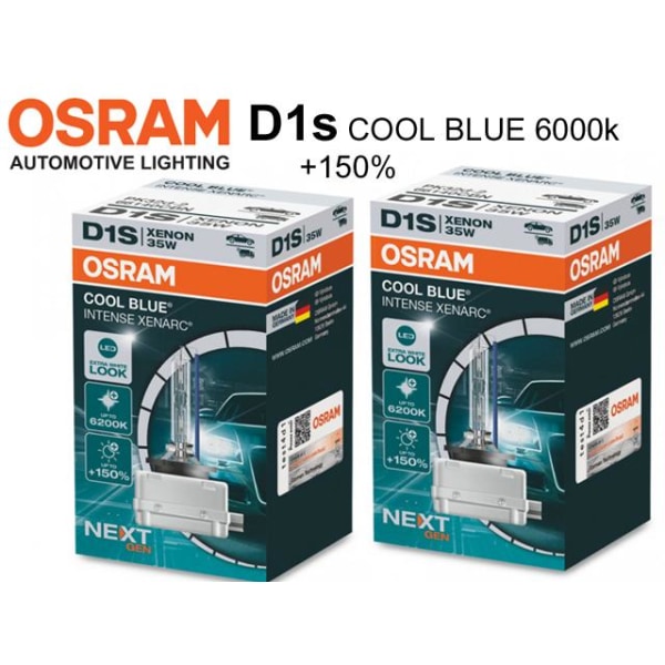 OSRAM D1S 35W 6000k +150% COOL BLUE INTENCE xenon lampor 2-pack Metall utseende