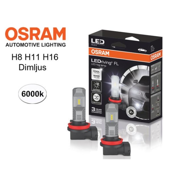 Dimljus Osram H8 H11 H16 Led lampor 6000K 720 lumen 12v Svart