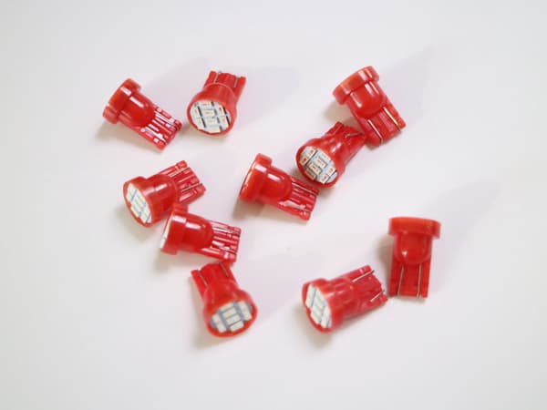 T10 w5w Led röda chip 10-pack 100 lumen st Vit