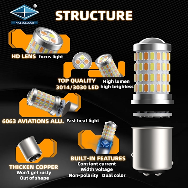 T25 3157 p27/7w  Led lampor gulvita chip Dualcolor 2-pack , multifärg