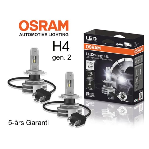 Osram H4 led lampor 6000K 1500 lumen 12v + 24v P43t Metall utseende