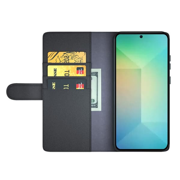 Ægte Læder Cover Samsung Galaxy S25 Sort