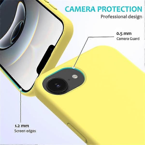 Kompatibelt fodral för iPhone 16e Stötsäkert flytande silikon Mjukt foder Baksida Telefonfodral Gul Yellow