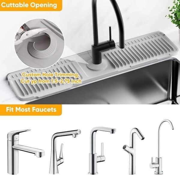 Stänkskydd för diskho, hopfällbar kranavledare med snäpplås och 7° självdränerande design för skydd av diskhon