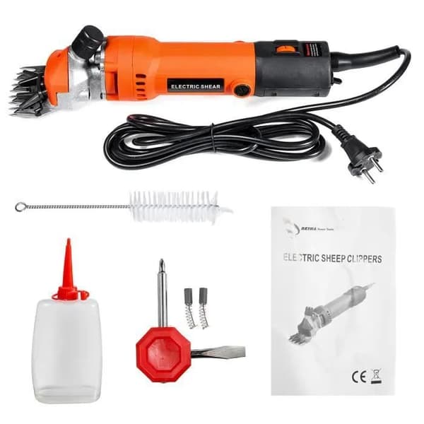 1200W elektrisk ullsax för får, getter, alpackor - 9-bladssats + tillbehör