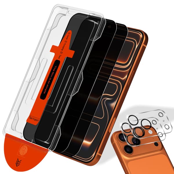 2-pack iPhone 17 Pro Max Sekretessskärmskydd & 2-pack Linsskydd - Härdat Glas | [Automatisk Installation] - Bubbelfritt iPhone 17 Pro Max